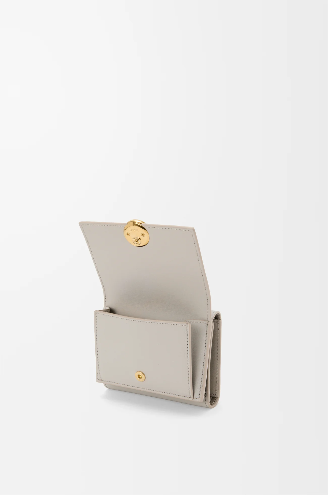 LOEWE Pebble trifold wallet in shiny nappa calfskin Shell Grey
