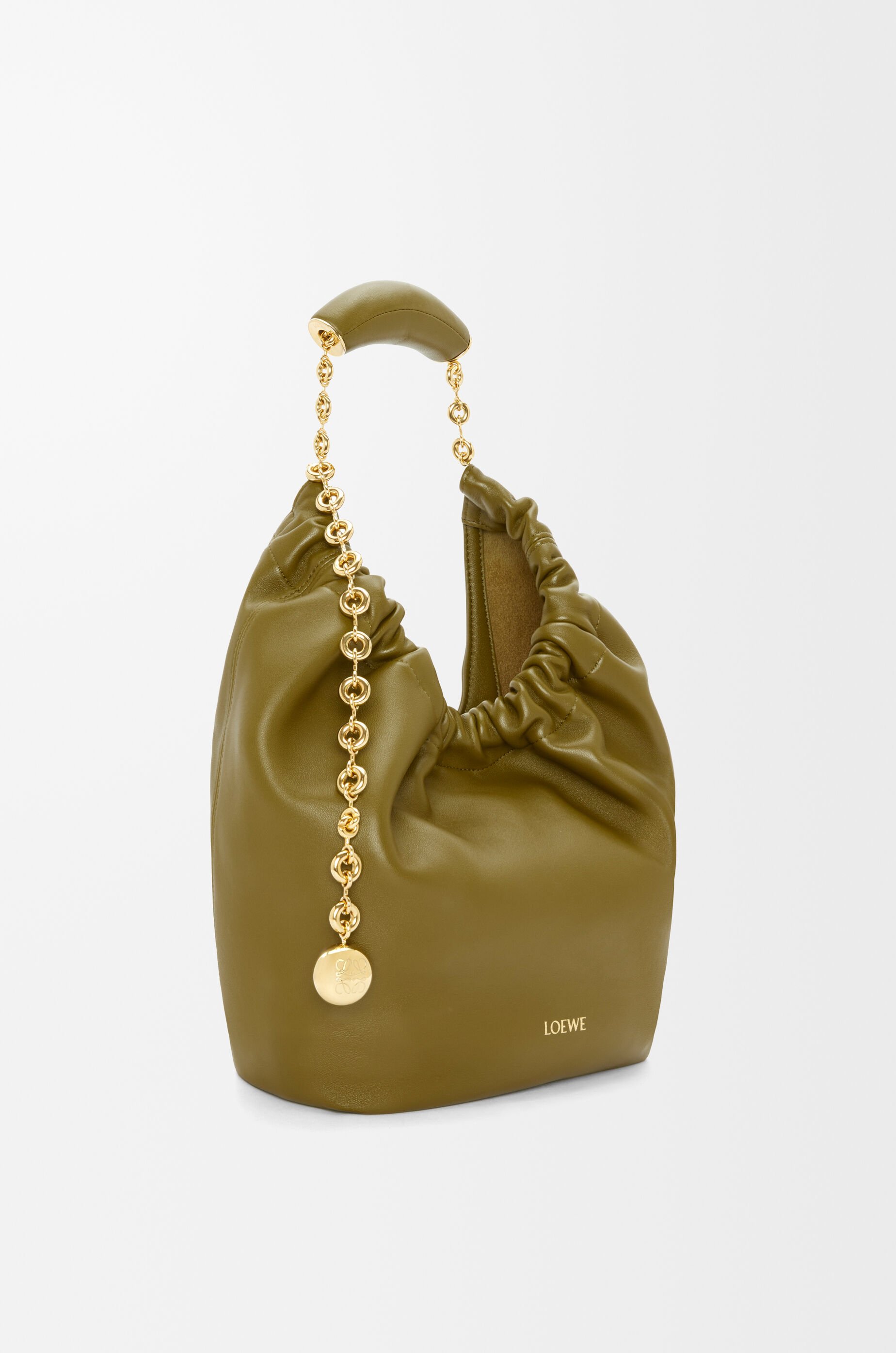 LOEWE｜ (387.30.S35 1100) Compact Hammock bag in calfskin Black - LOEWE