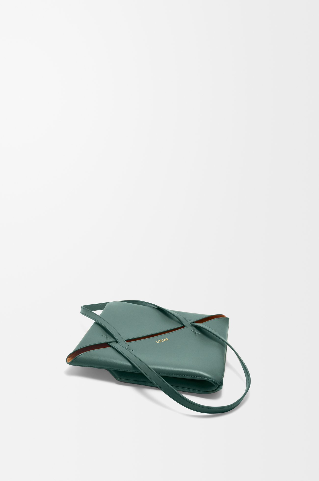 LOEWE Medium Puzzle Fold tote in shiny calfskin Vetiver