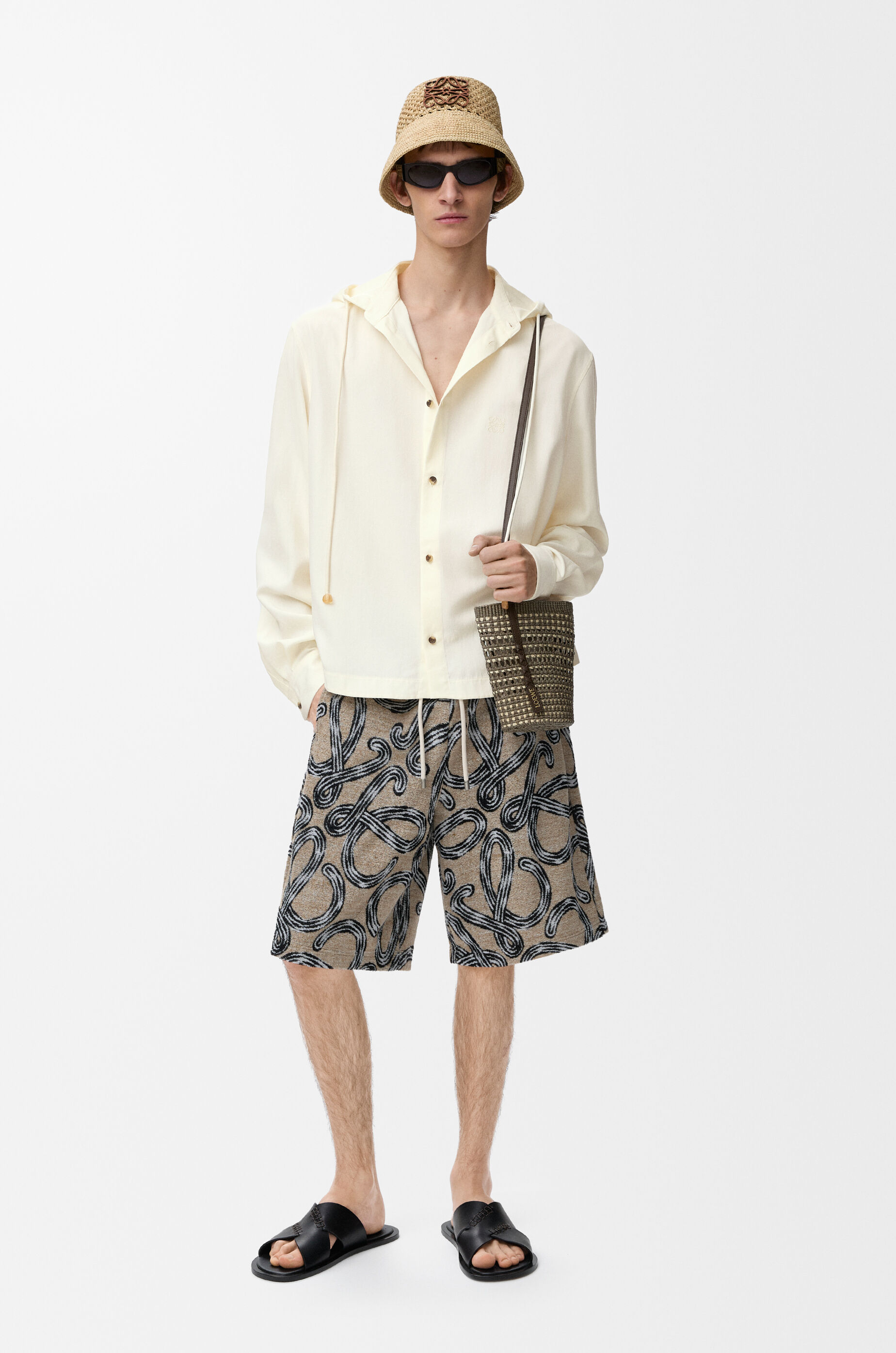Loewe ジャガードフーデッドシャツ フーデッドシャツ（リヨセル） ベージュ - ロエベ 日本 公式サイト