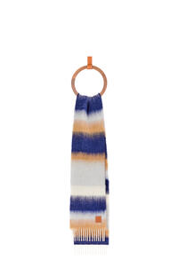 LOEWE Bufanda en lana mohair con rayas Azul Marino/Multicolor