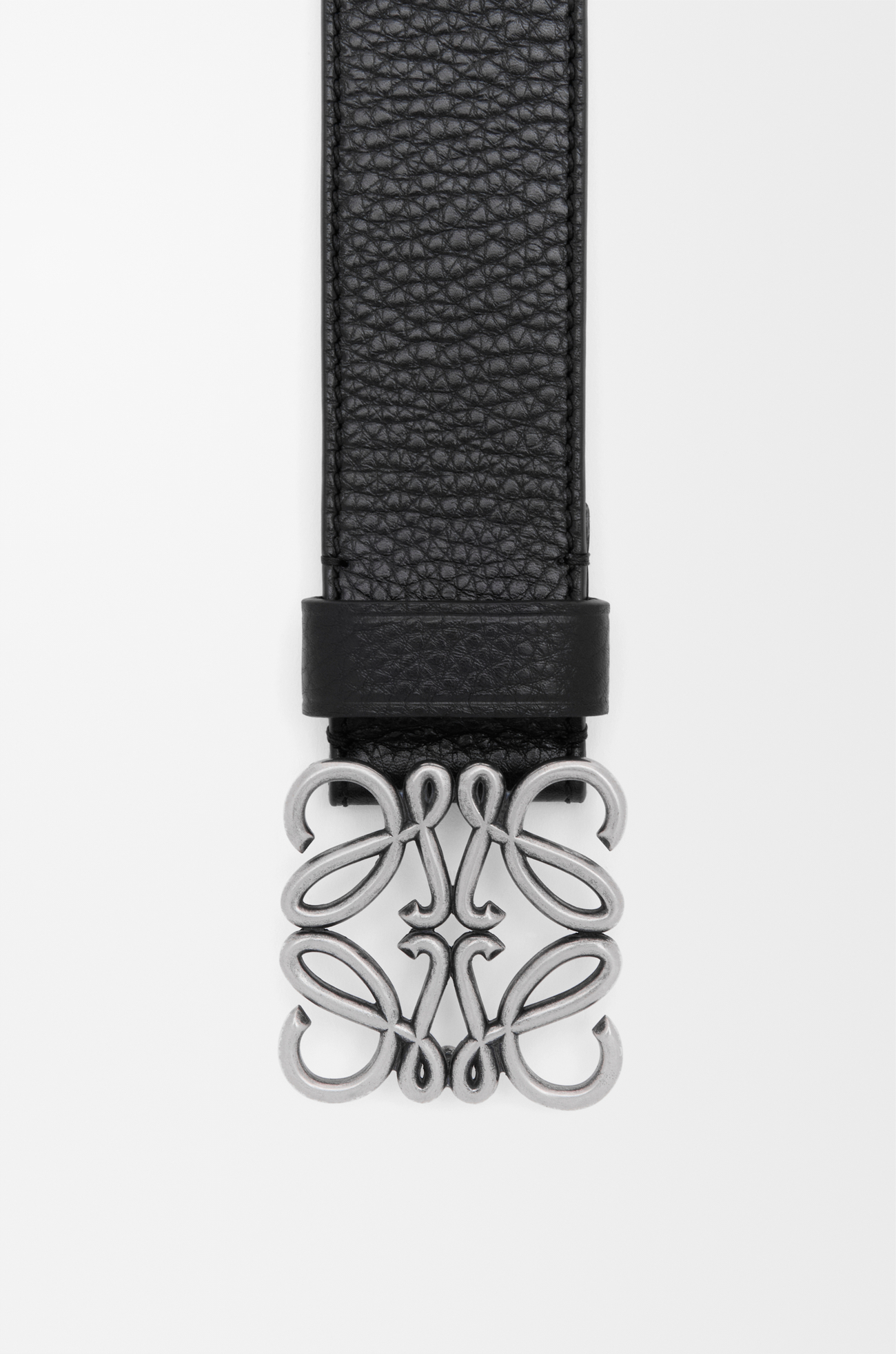 LOEWE Cinturón Anagram ancho en piel de ternera Negro/Paladio Vintage