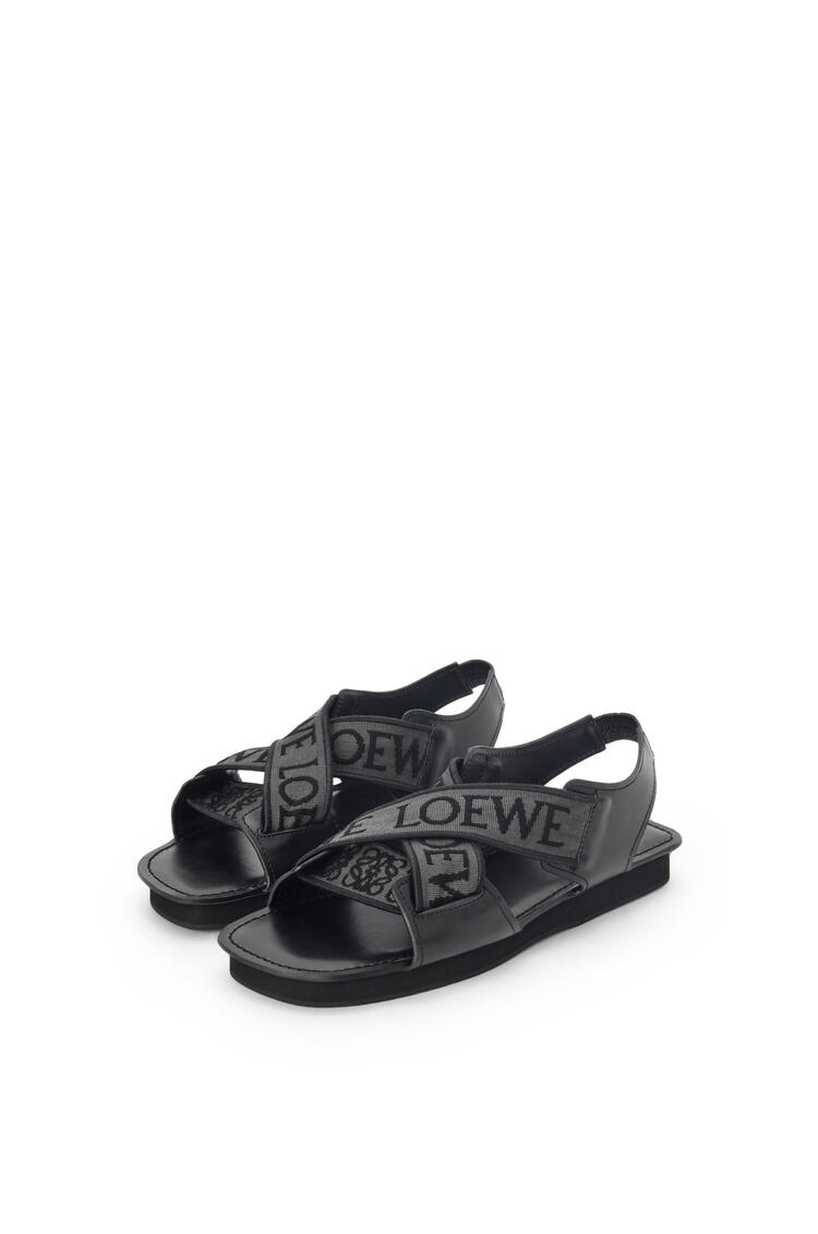 LOEWE LOEWE Criss Cross sandal in jacquard and calfskin Black/Grey pdp_rd