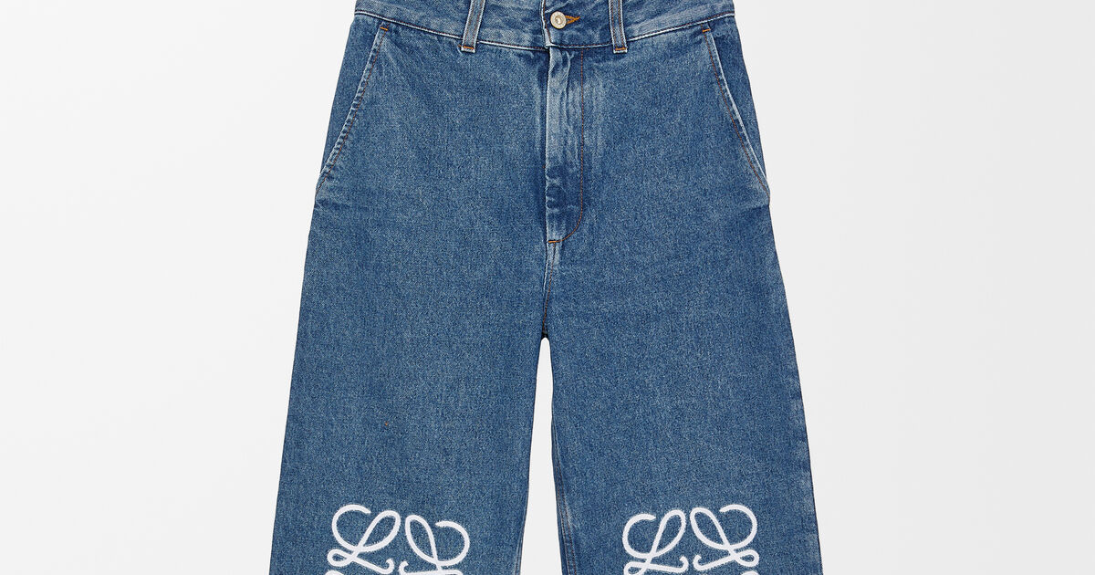 Jean court Anagram en denim Bleu - LOEWE