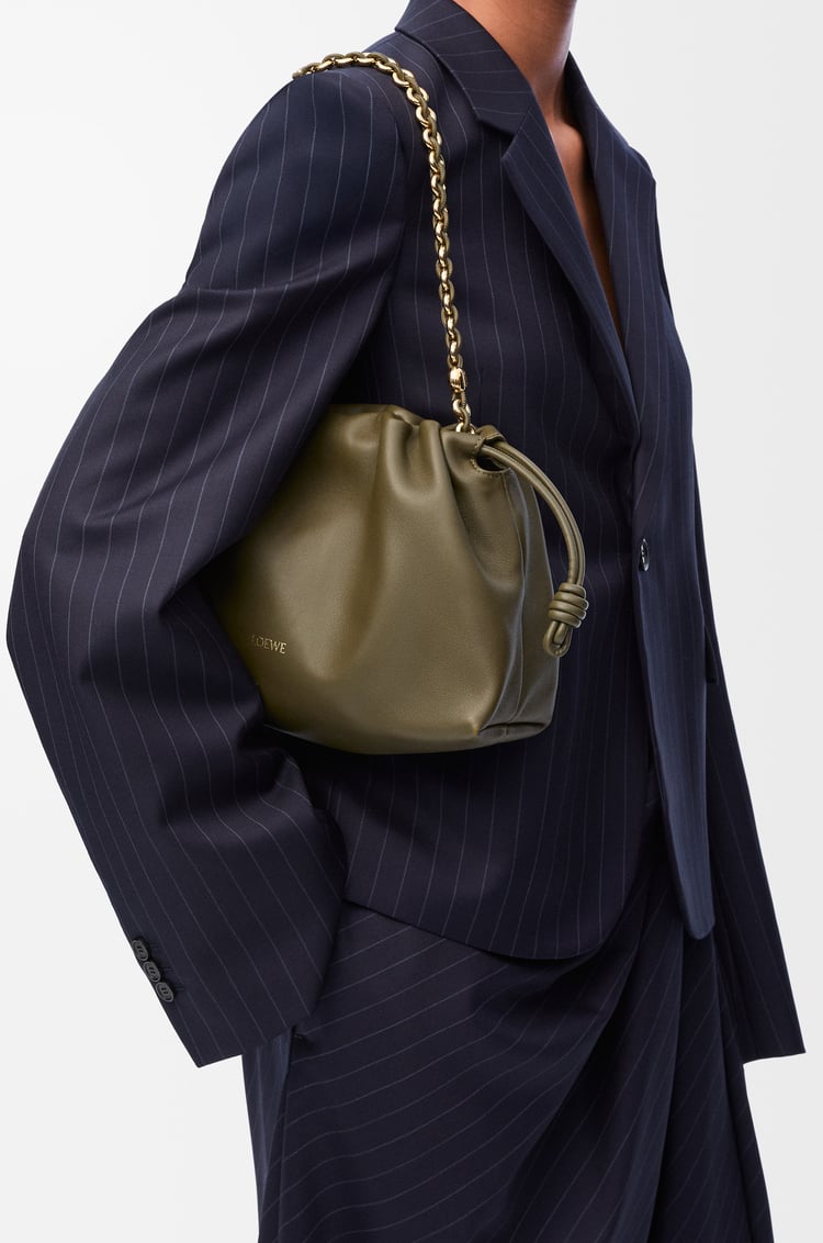 LOEWE Medium Flamenco purse in mellow nappa lambskin Dark Khaki