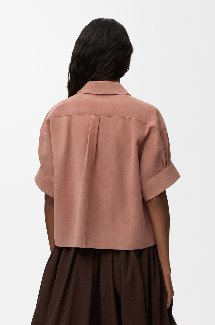 LOEWE 麂皮山羊皮短袖襯衫 淺粉紅