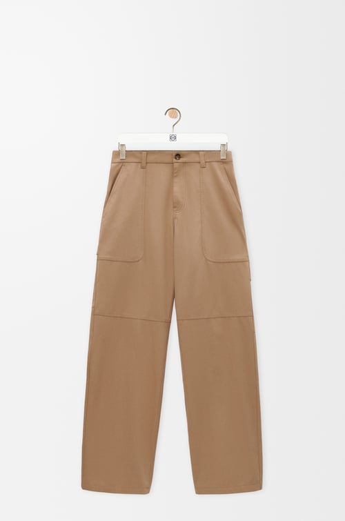 LOEWE Pantalones cargo en algodón y seda Beige