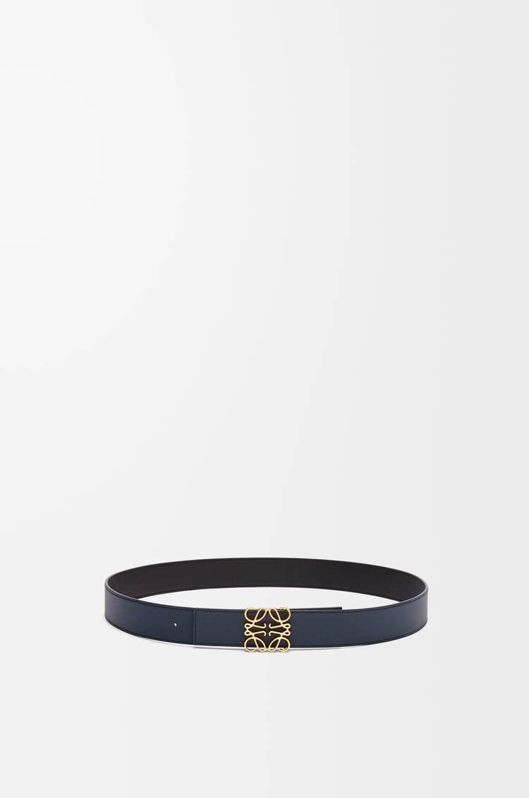 LOEWE リバーシブル アナグラムベルト（スムースカーフ） ブラック/オーシャン/ゴールド