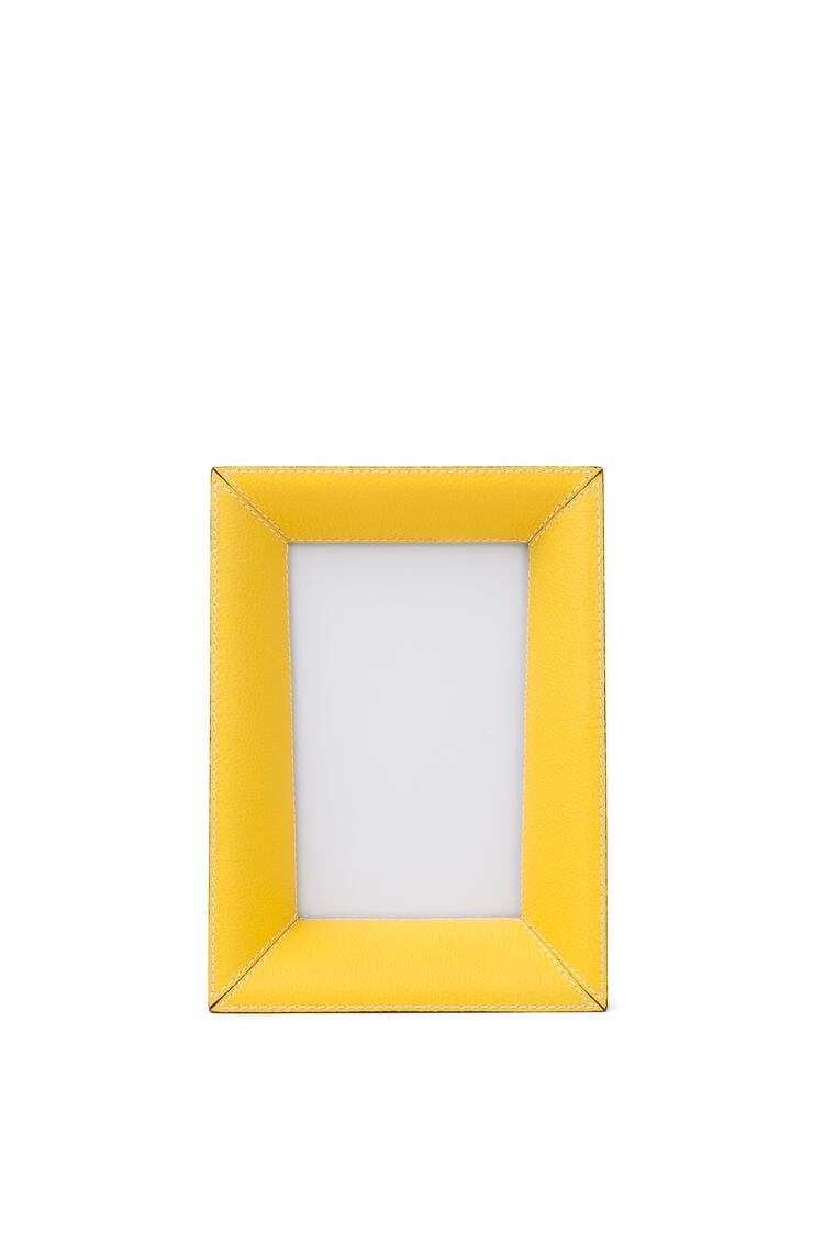 LOEWE Small photo frame in grained calfskin Yellow