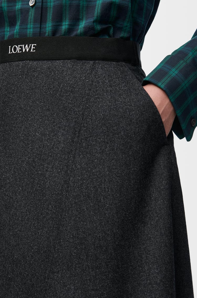 LOEWE Asymmetric skirt in wool and cashmere Charcoal Melange
