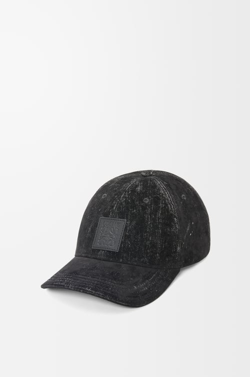 LOEWE Gorra con parche en denim flocado Negro plp_rd