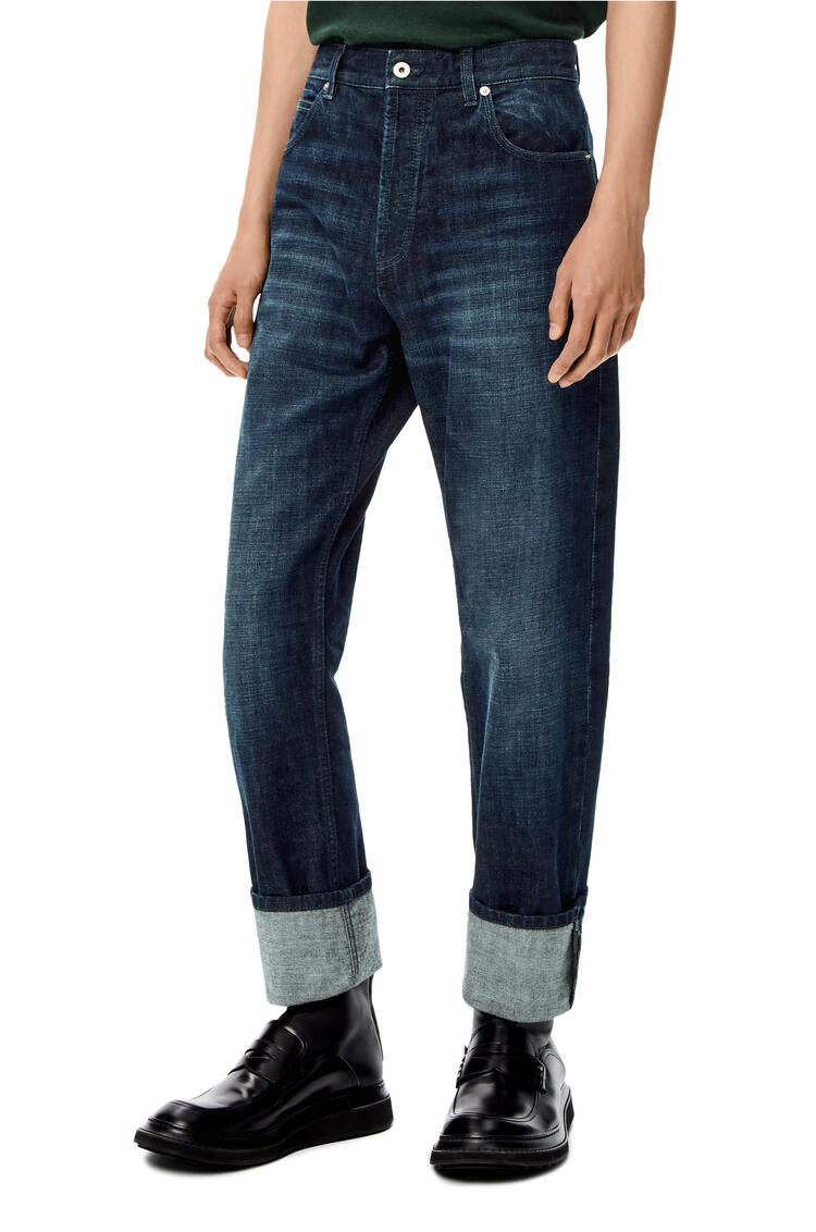 LOEWE Tapered vintage wash jeans in cotton Blue Denim pdp_rd