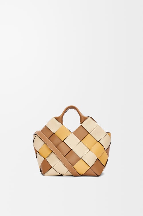 LOEWE WOVEN BASKET SMALL BAG Camel/Oak