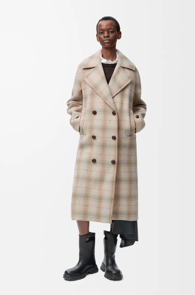 LOEWE 羊毛和羊绒混纺大衣 米色