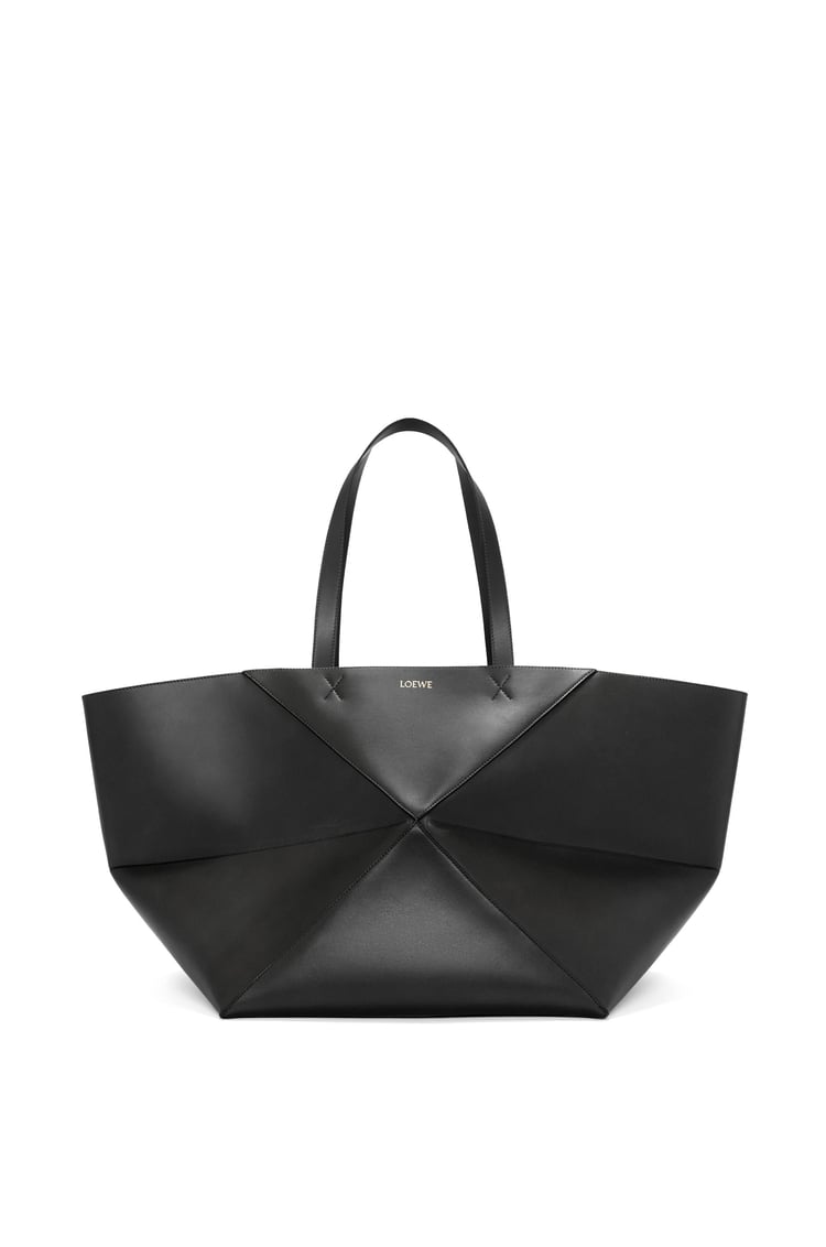 LOEWE XXL Puzzle Fold Tote in shiny calfskin 黑色