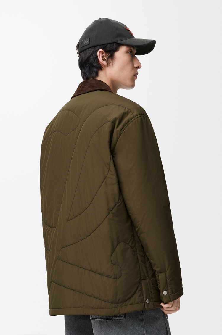 LOEWE Padded overshirt in technical shell Khaki Green