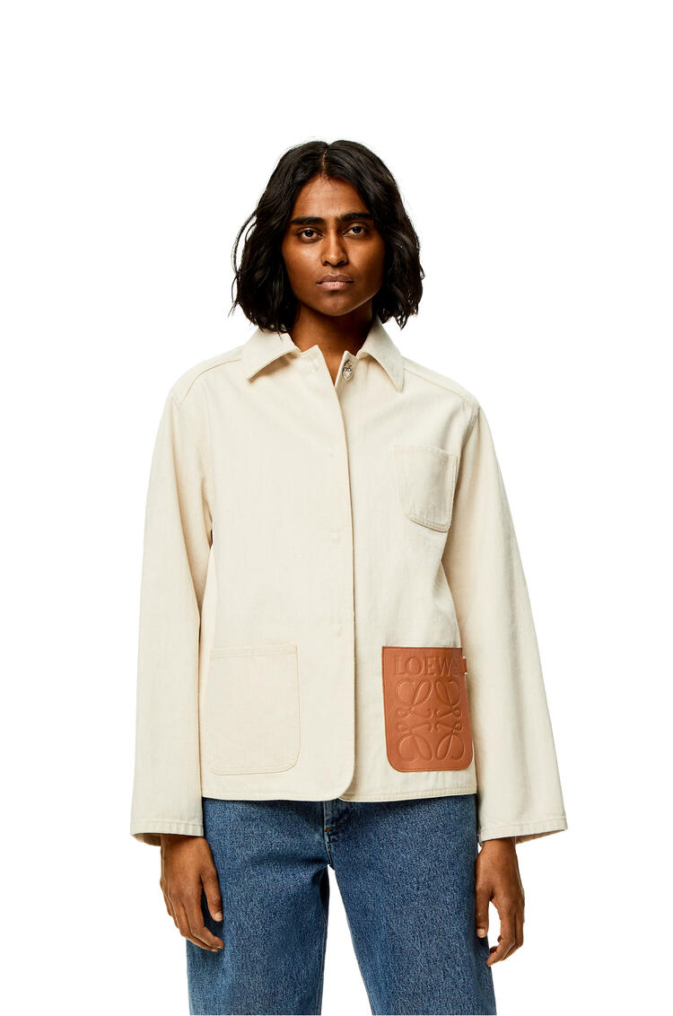 LOEWE Workwear jacket in cotton and linen Ecru