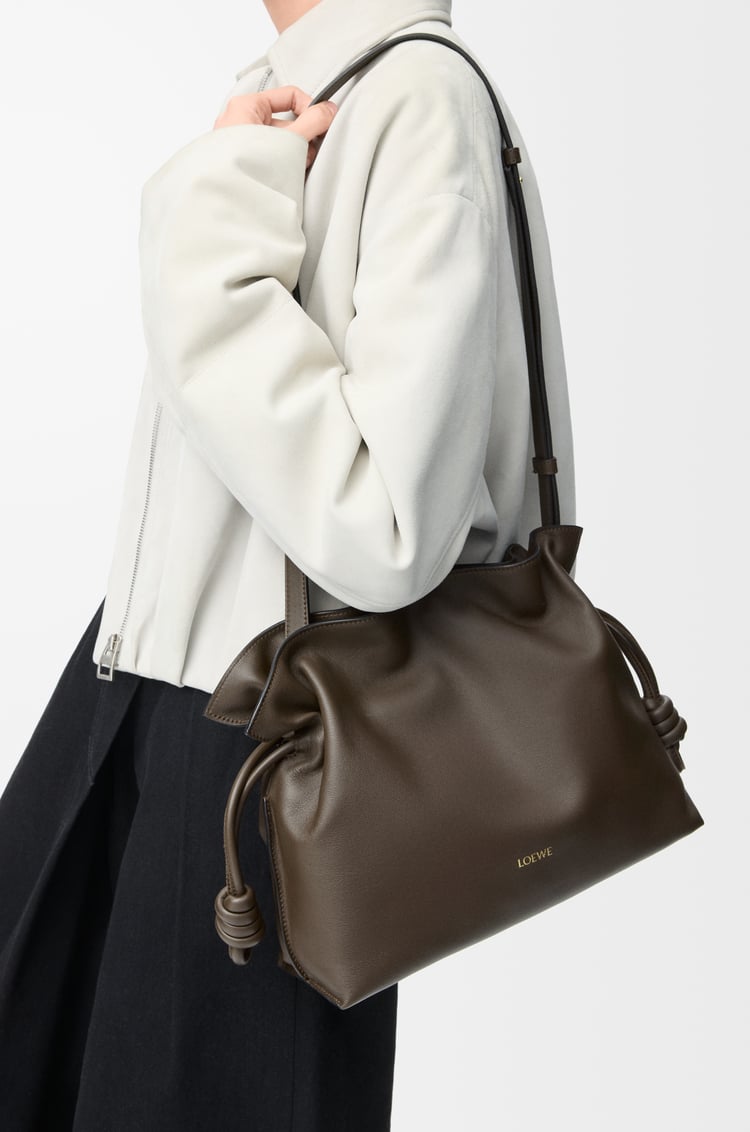 LOEWE Medium Flamenco clutch in nappa calfskin Chocolate