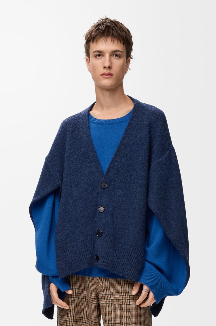 LOEWE Trompe l'oeil sweater in wool Blue/Dark Blue
