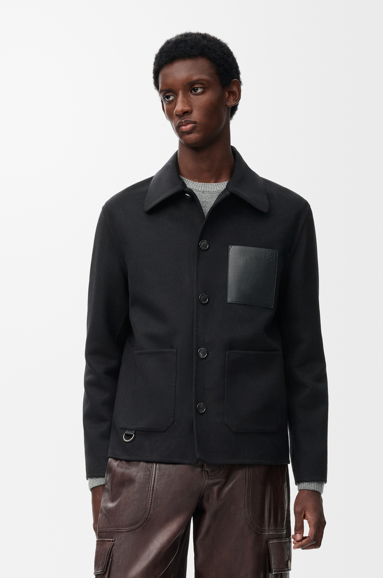 LOEWE Veste utilitaire en laine et cachemire Noir
