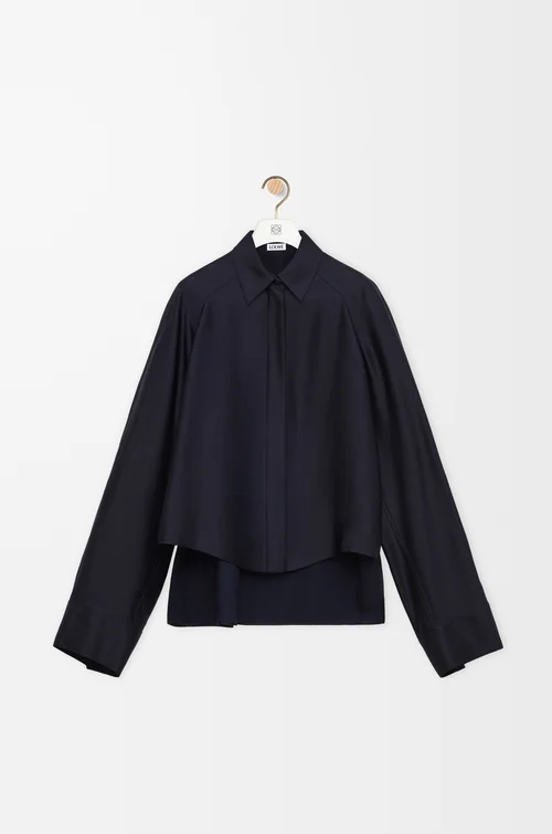 LOEWE Camisa tipo capa en viscosa Azul Marino Oscuro