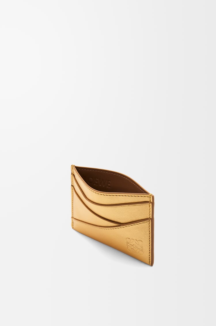 LOEWE Puzzle plain cardholder in metallic calfskin Gold/Oak