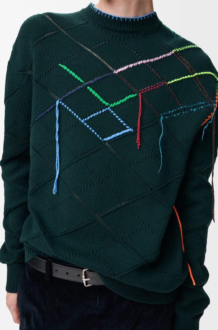 LOEWE セーター（ウール） ダークグリーン/マルチカラー