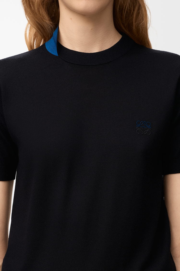LOEWE Top en lana merina Negro/Azul Marino