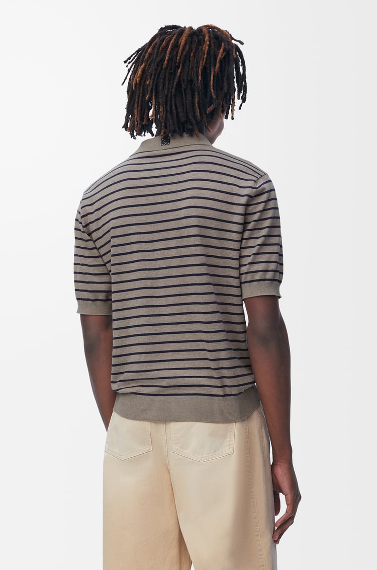 LOEWE Jersey polo en algodón Gris/Azul Marino