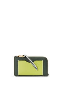 LOEWE Coin cardholder in soft grained calfskin Vintage Khaki/Lime Yellow