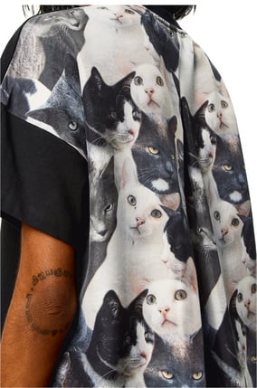 LOEWE Cats print T-shirt in cotton and silk Black/Multicolor plp_rd