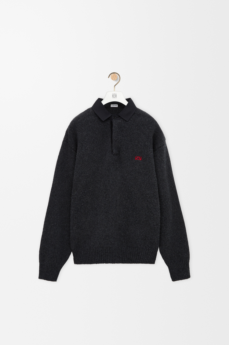 LOEWE Polo sweater in wool Dark Grey