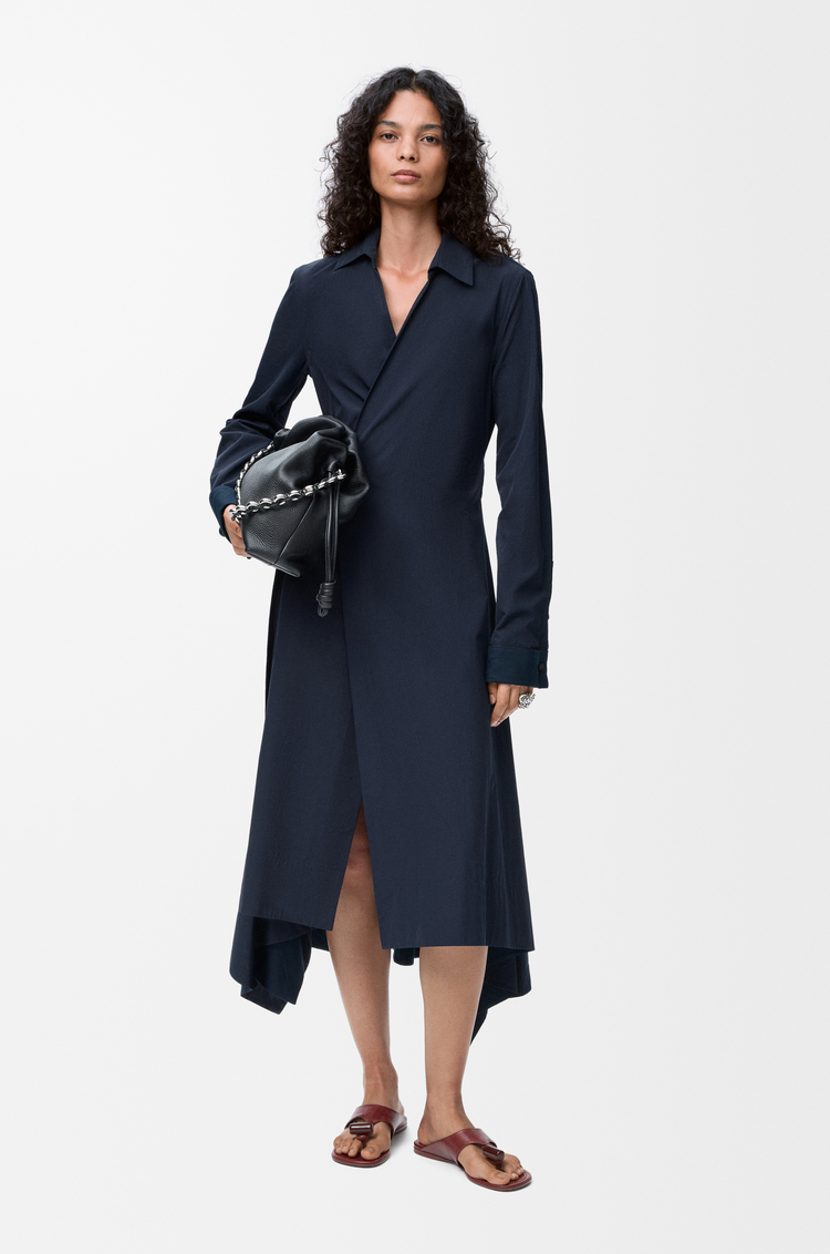 LOEWE ドレープ ドレス（コットン） ネイビーブルー