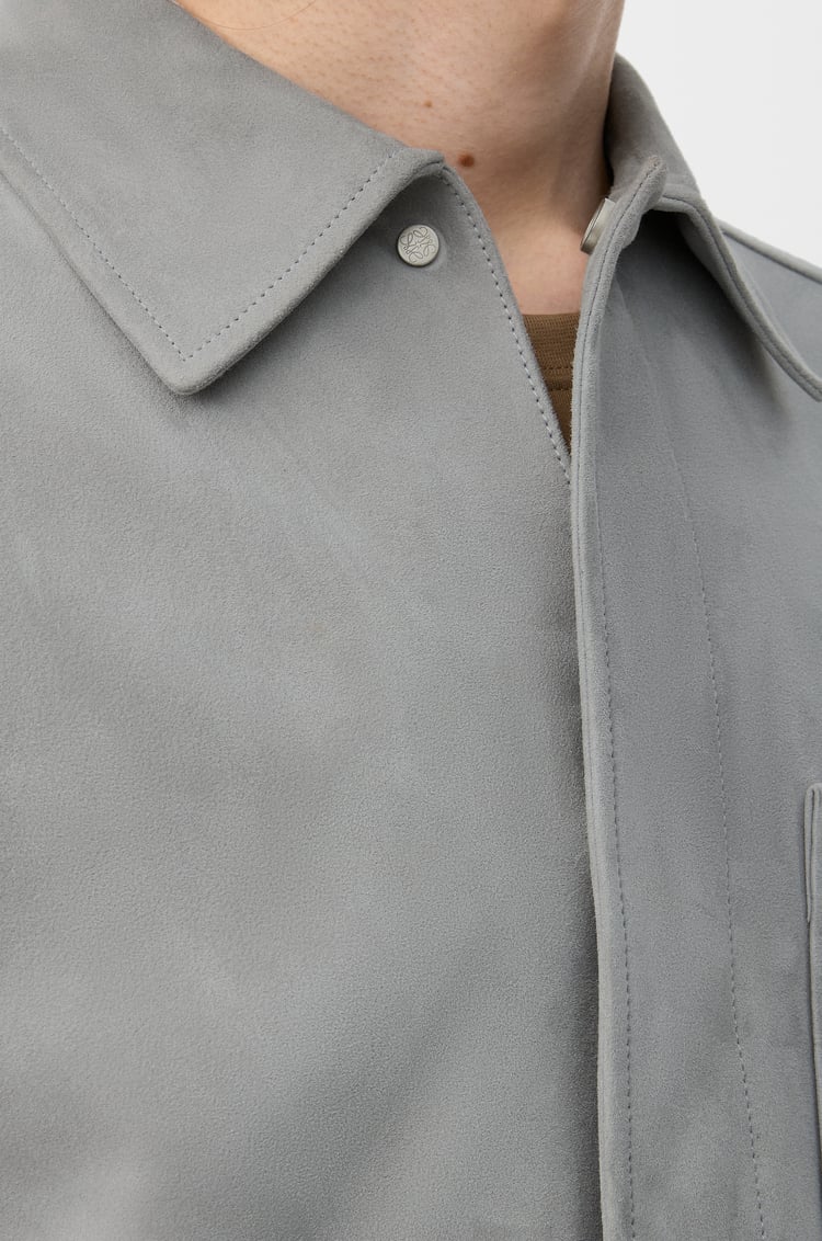 LOEWE Overshirt in suede lambskin Light Grey