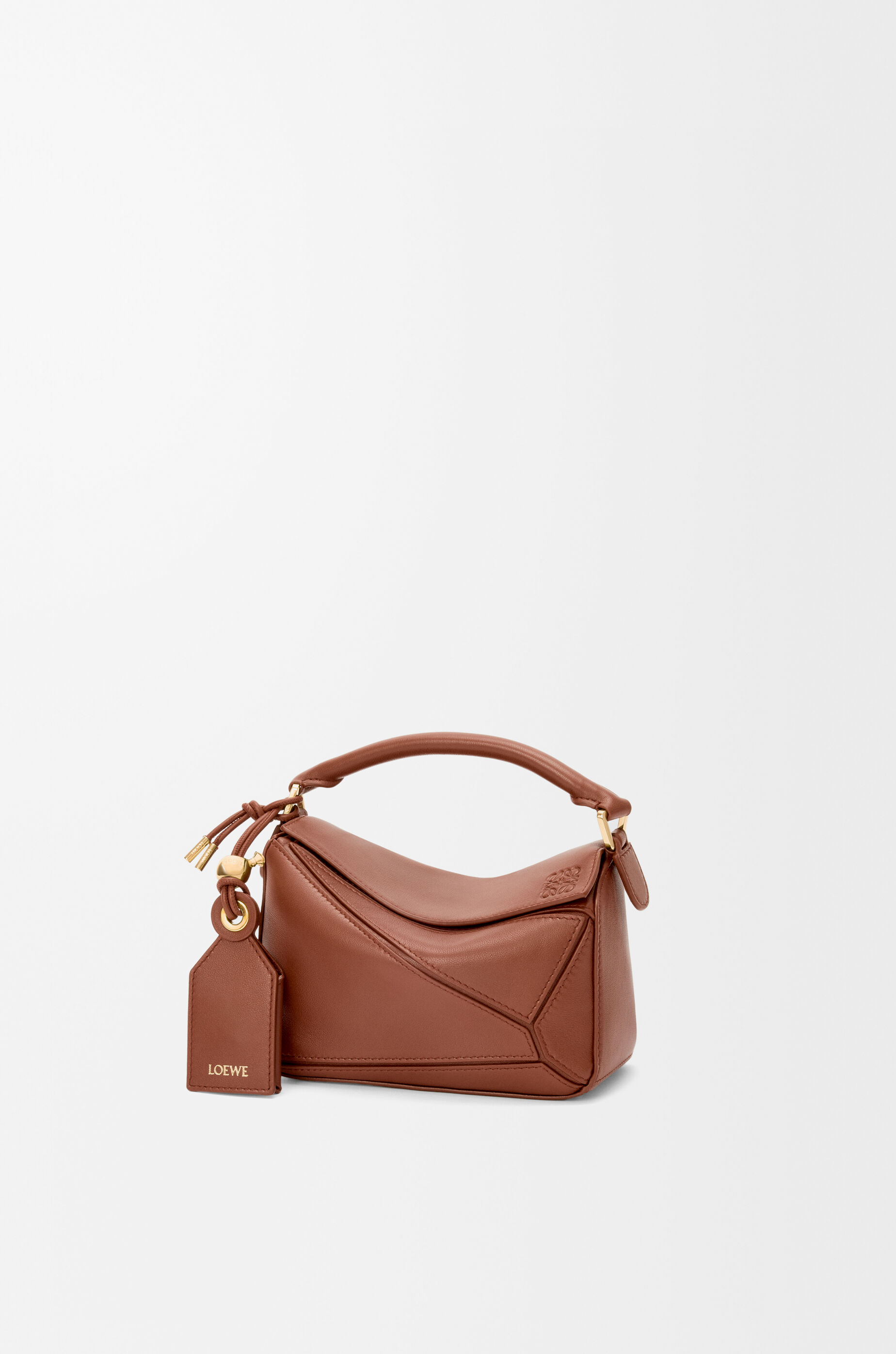LOEWE SMALL BAG かごバッグ ナチュラル Mini Puzzle Fold tote in shiny calfskin Beige - LOEWE USA Official