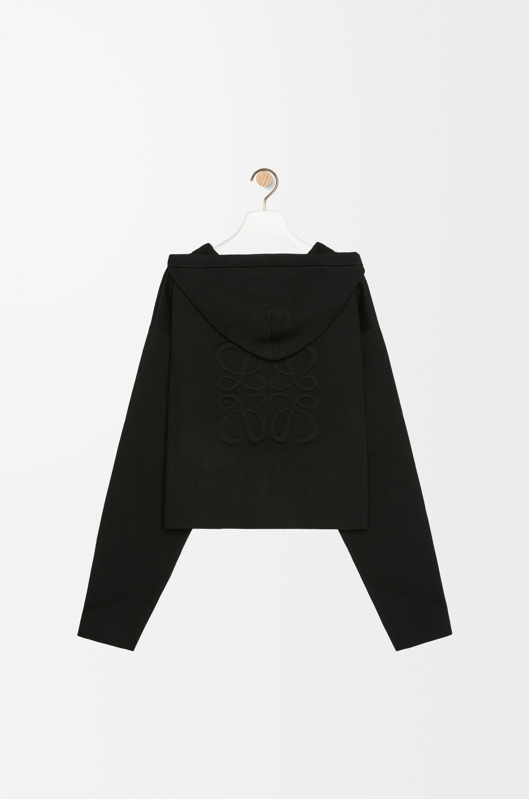 LOEWE ブラック パーカー サイズL LOEWE ロゴ エンボス ウールブレンド ジップパーカー 人気 (LOEWE