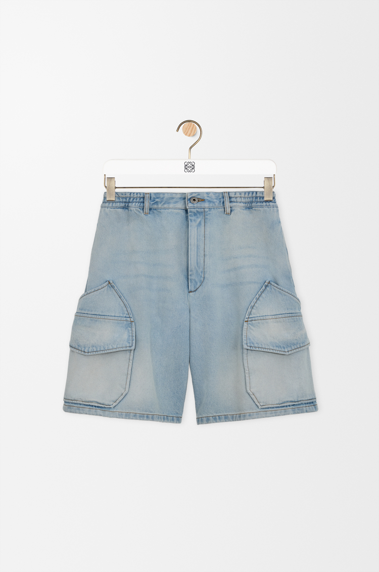LOEWE Pantalón corto cargo en denim Azul Lavado