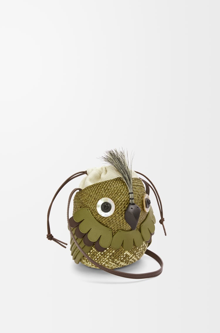 LOEWE Bird bag in iraca palm and calfskin Natural/Olive