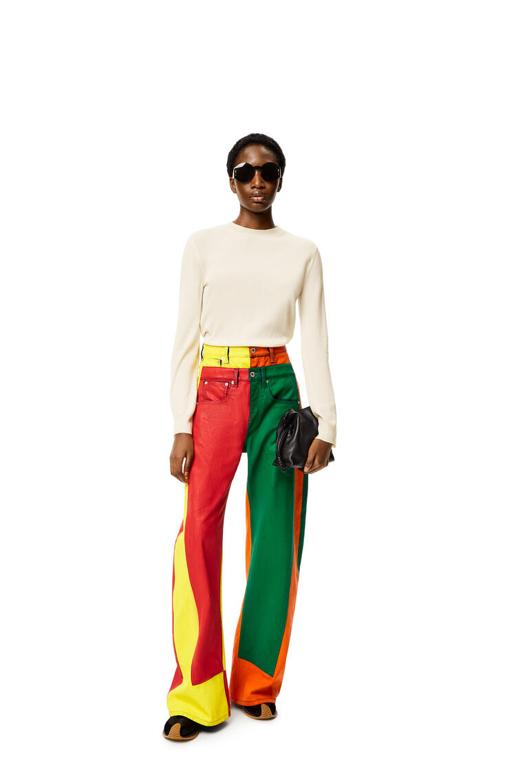 LOEWE Multicolour patchwork jeans in denim Ecru/Multicolor