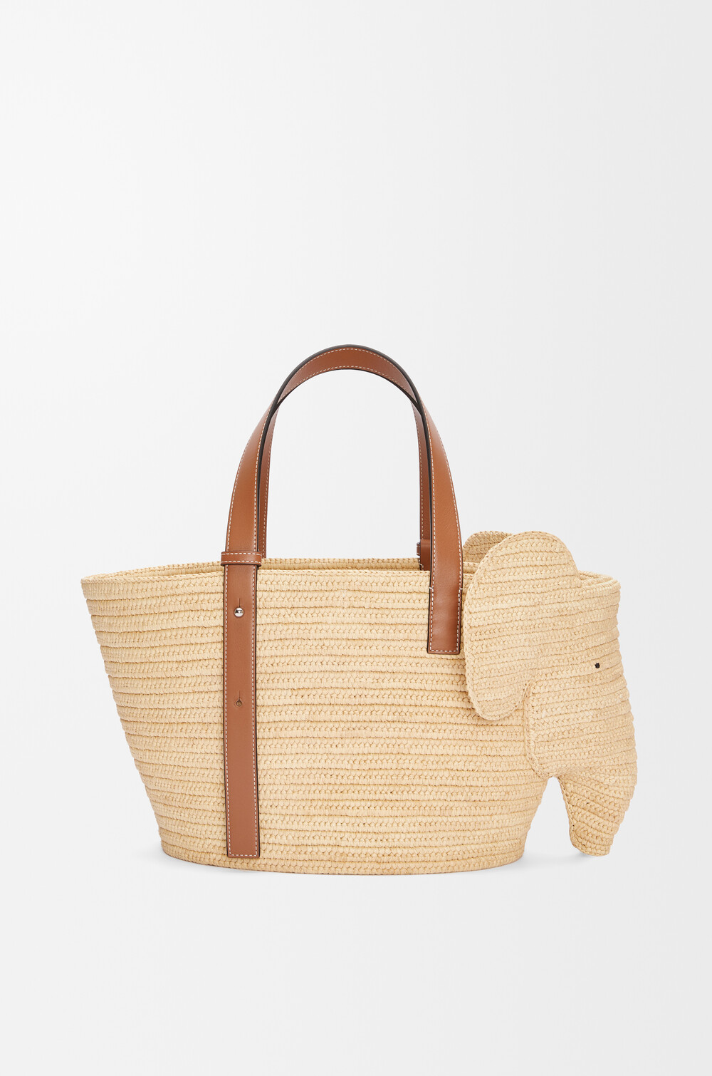 Bolso capazo Elephant en rafia y piel de ternera Beige LOEWE