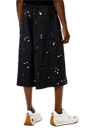 LOEWE Susuwatari drawstring shorts in wool Black/Multicolor plp_rd