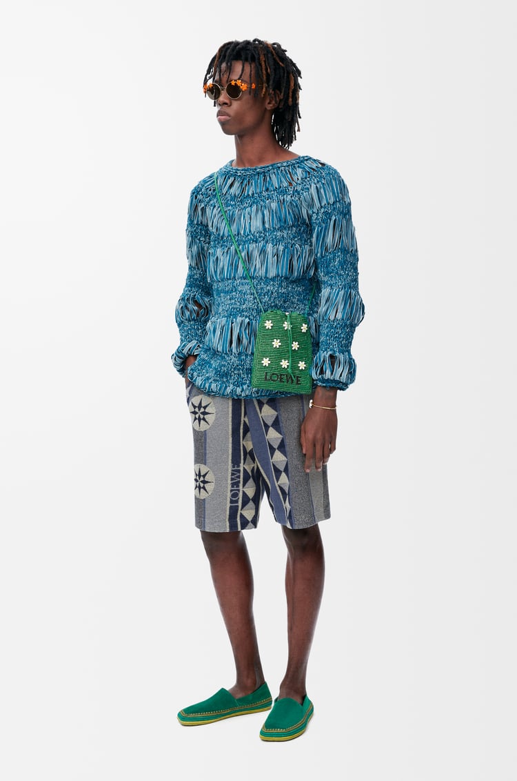 LOEWE Pantalón corto en jacquard de algodón Azul/Multicolor