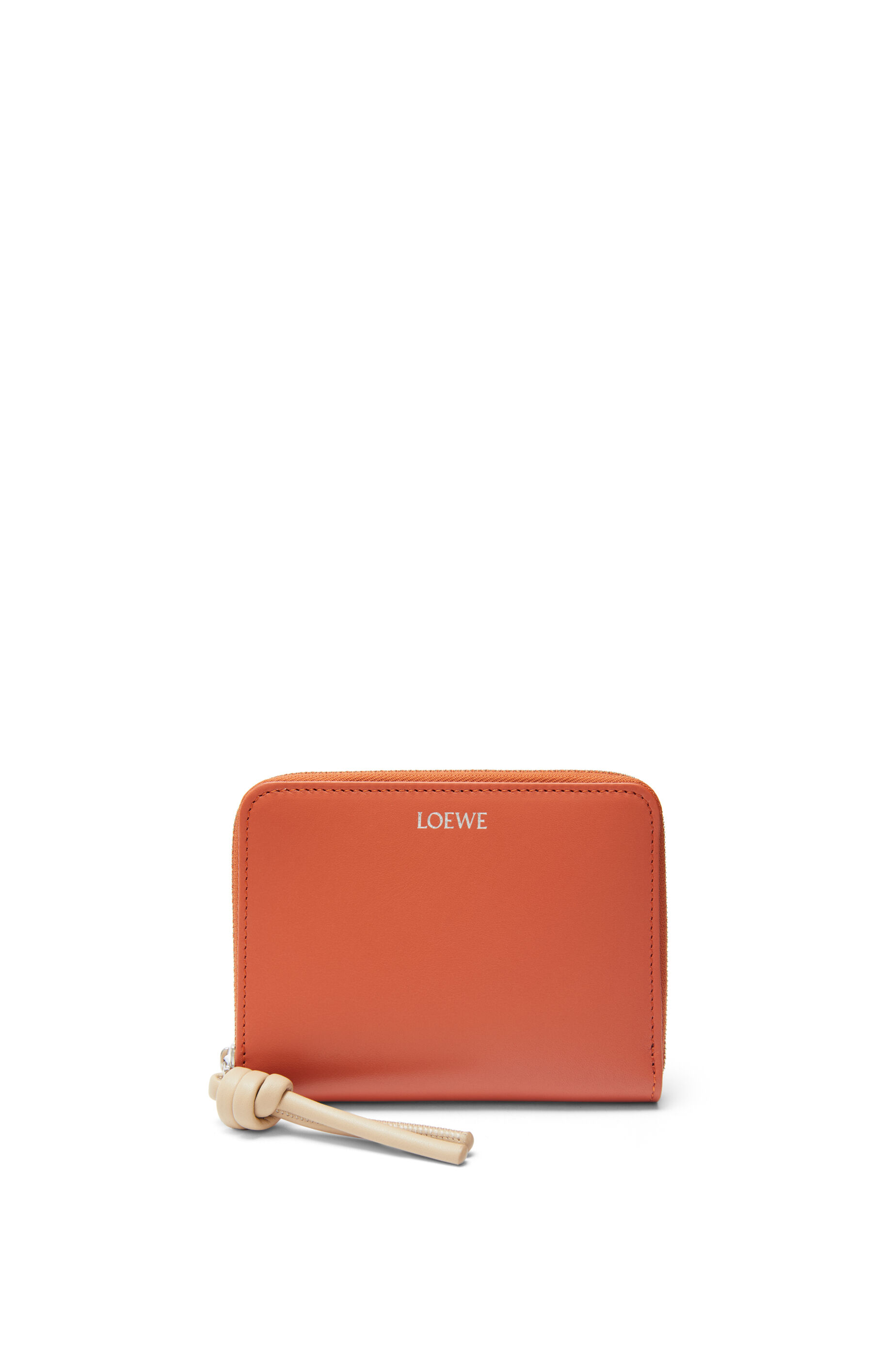 Knot compact zip around wallet in shiny nappa calfskin Maple Papercraft LOEWE