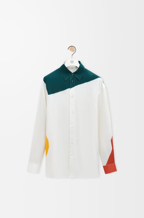 LOEWE Camisa en seda Blanco/Verde/Naranja