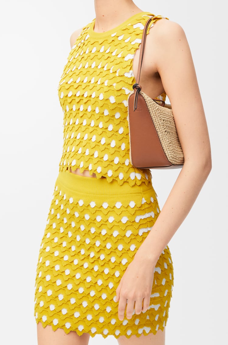 LOEWE Mini Hammock Hobo in raffia and calfskin Tan/Natural