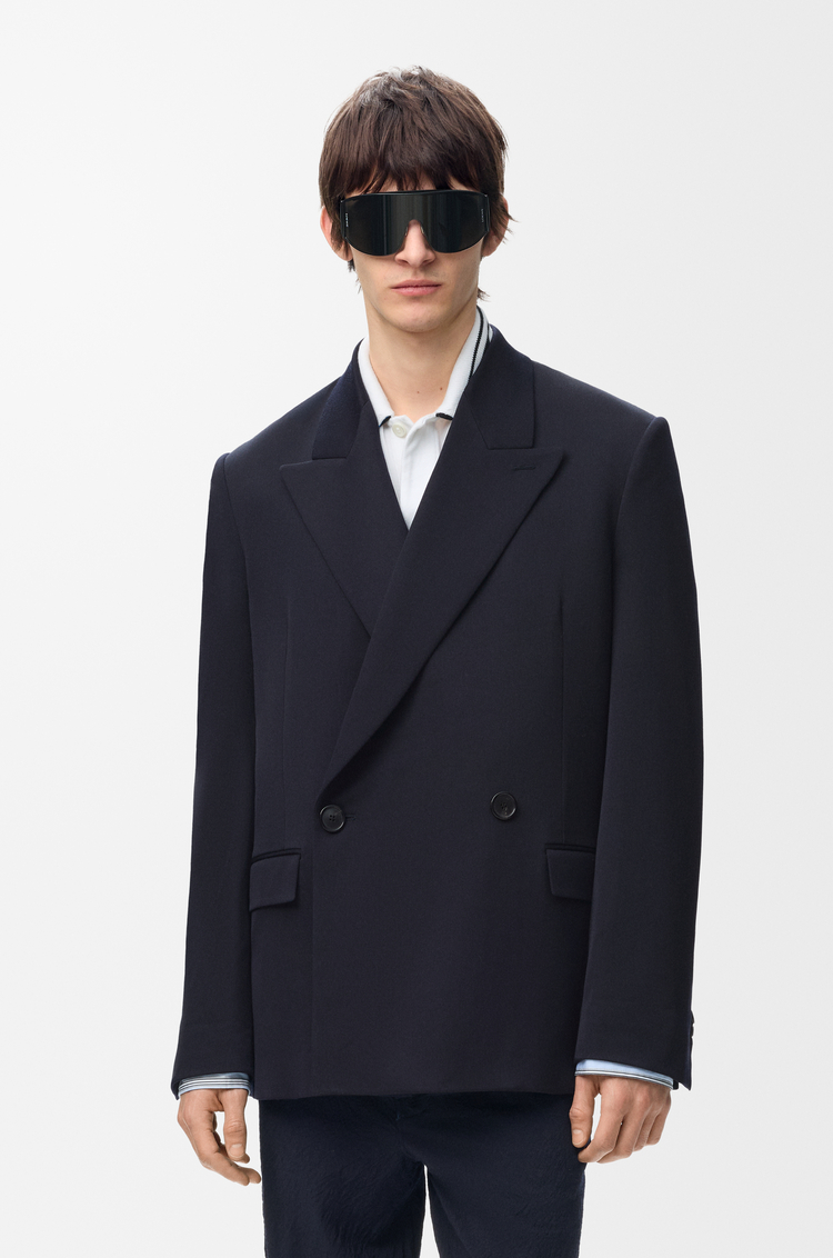 LOEWE Double-breasted jacket in wool blend Dark Navy Blue