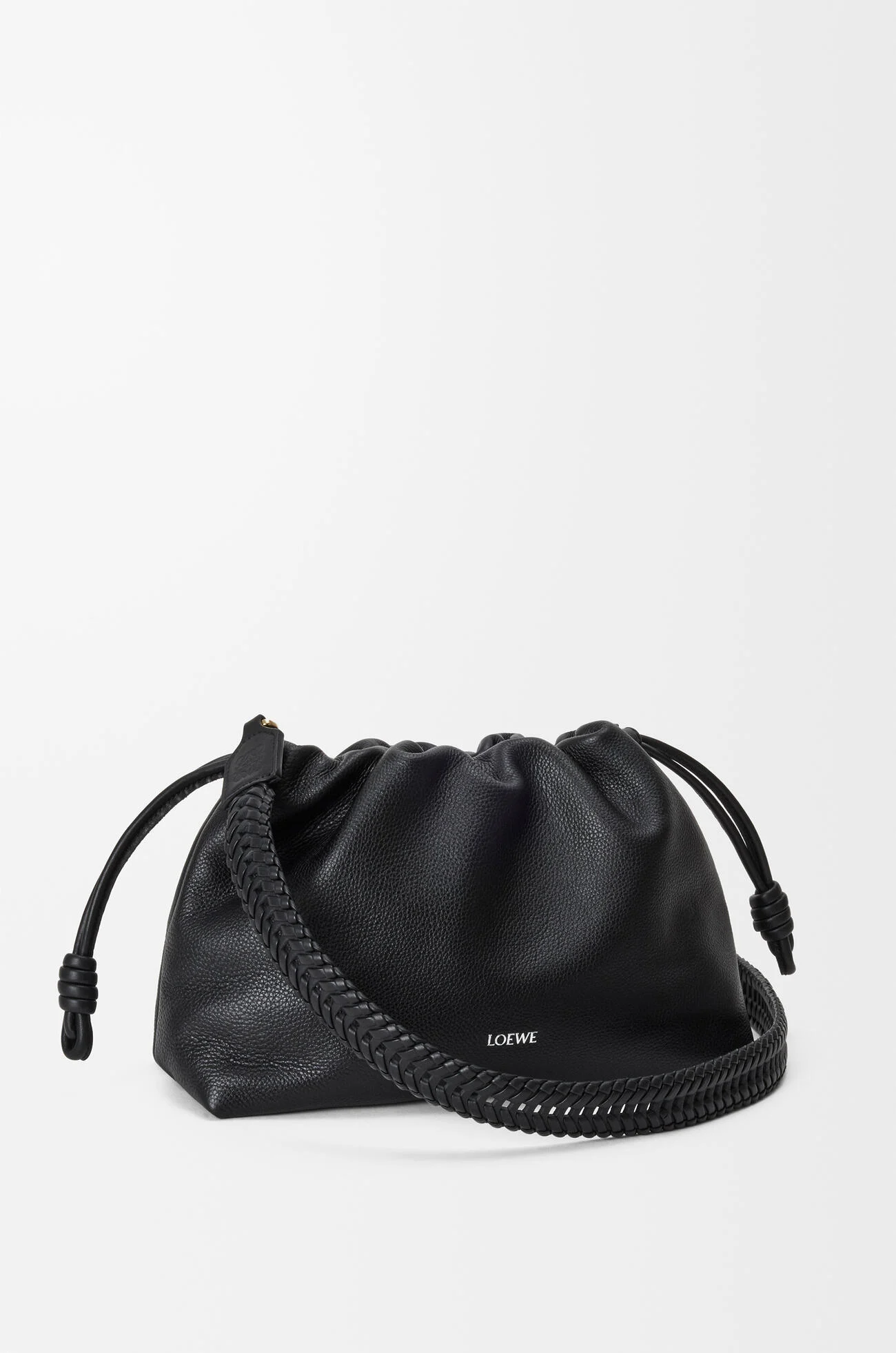 LOEWE Bandoulière Woven en cuir de veau Noir