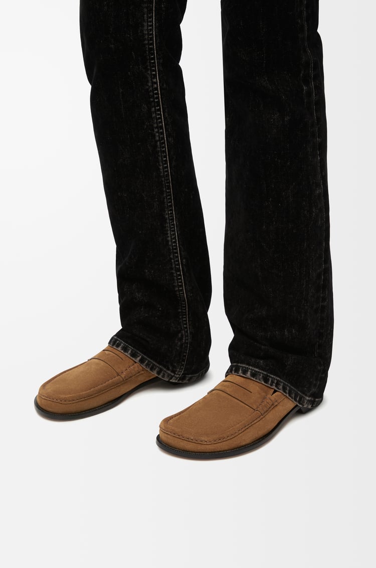 LOEWE Campo loafer in suede calfskin Tabacco