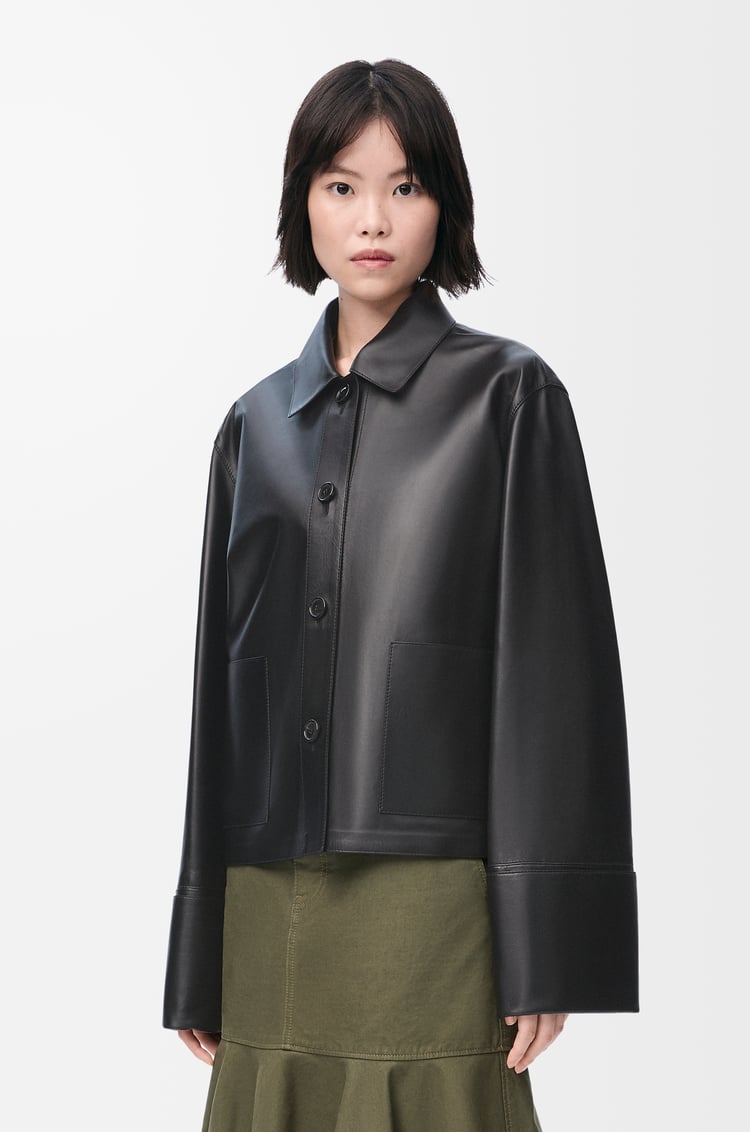 LOEWE Chaqueta con dobladillo en piel napa de cordero Negro