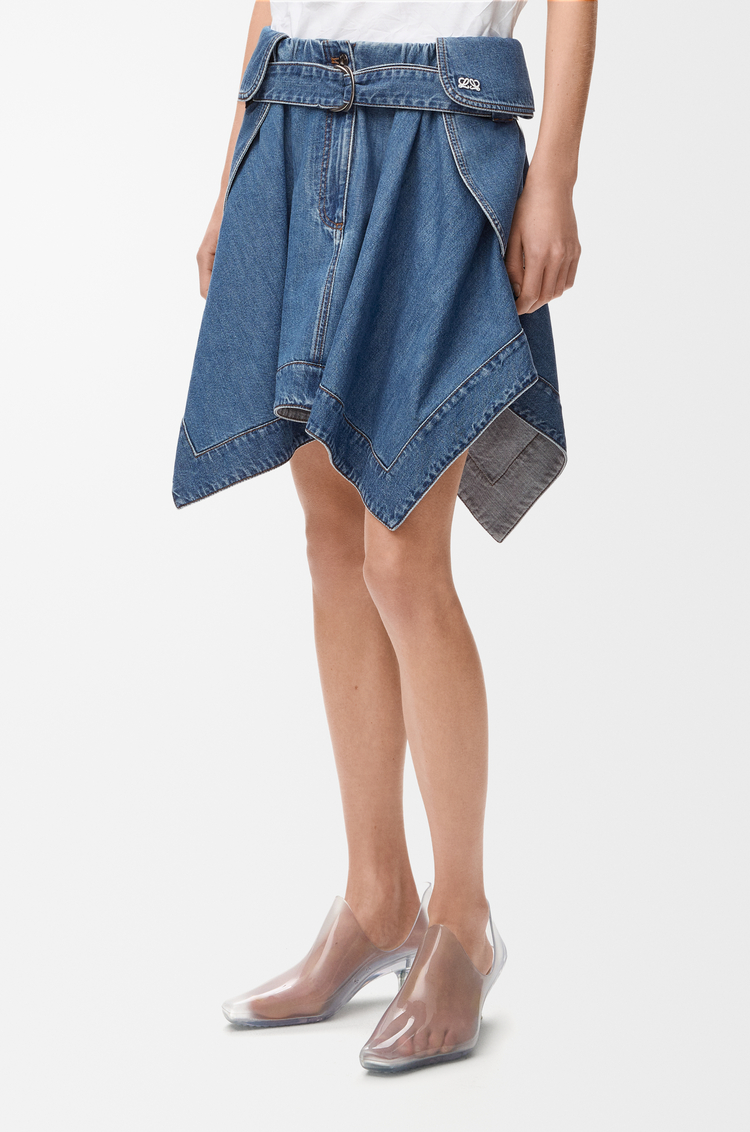LOEWE Cargo skirt in denim Light Blue